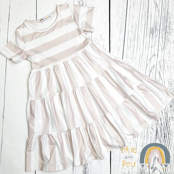 Beige Striped Dress, 5XL (12/14)