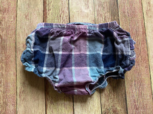 Purple Checkered Ruffle Butt Bloomer, 6-12M