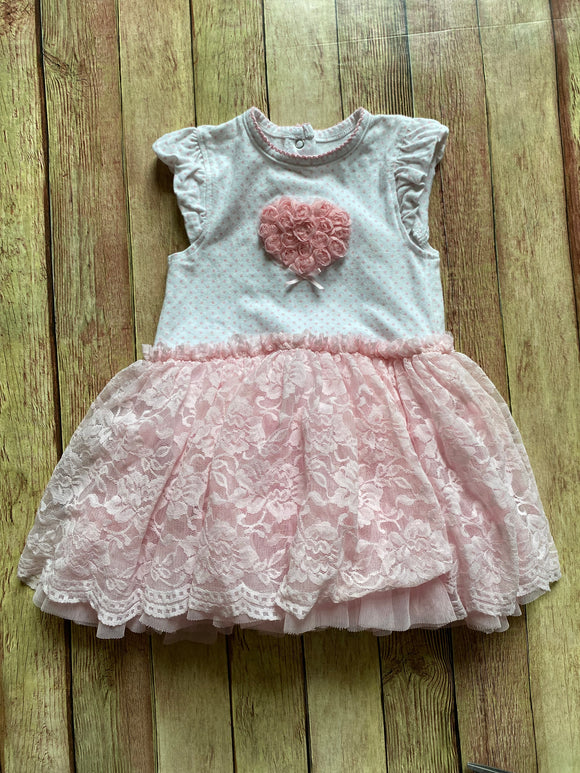 Heart, Tulle Skirted Onesie, 18M