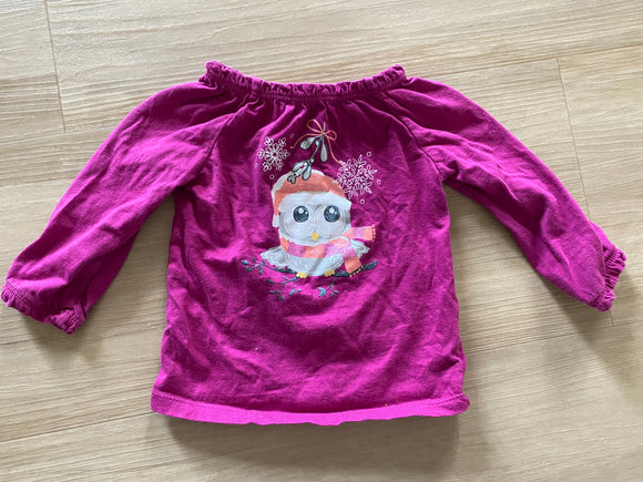 Glitter Owl Long Sleeve, 3-6M