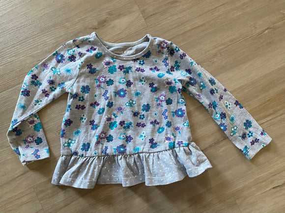 Grey, Floral Long Sleeve, 3T