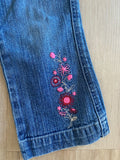 Pink Embroidered Flower Jeans, 4T