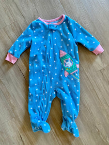 Bunny Rocket Fleece Sleeper, 6M