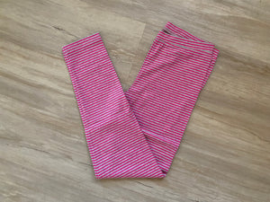 NWOT Pink/Grey Striped Leggings, S(6-7), M(8), L(10), XL(12)