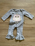 Mud Pie Owl Ruffle Butt Bodysuit, 6-9M