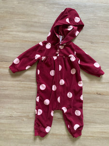 Carter's Maroon Polka Dot Fleece Bodysuit, 6M