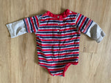 Okie Dokie Striped Long Sleeve Onesie, 6-9M