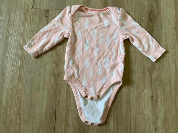 Cloud Island Feather Long Sleeve Onesie, 0-3M