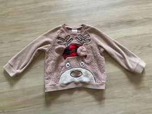 Fleece Reindeer Pullover, 2T