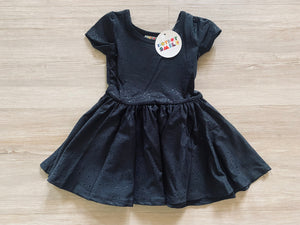 NWT DotDot Smile Black Fancy Flashy Holiday Cap Dress, 12/24M