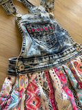 Jordache Denim, Aztec Print Skirted Overalls, XS(4-5)