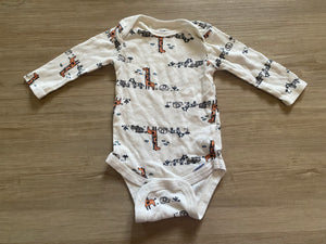 Gerber Safari Long Sleeve Onesie, 0-3M