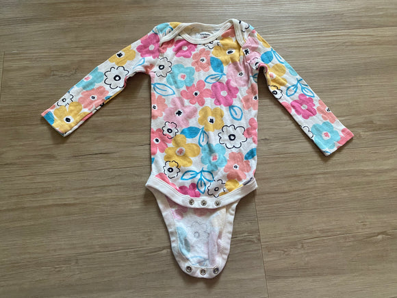 Gerber Flower Long Sleeve Onesie, 6-9M