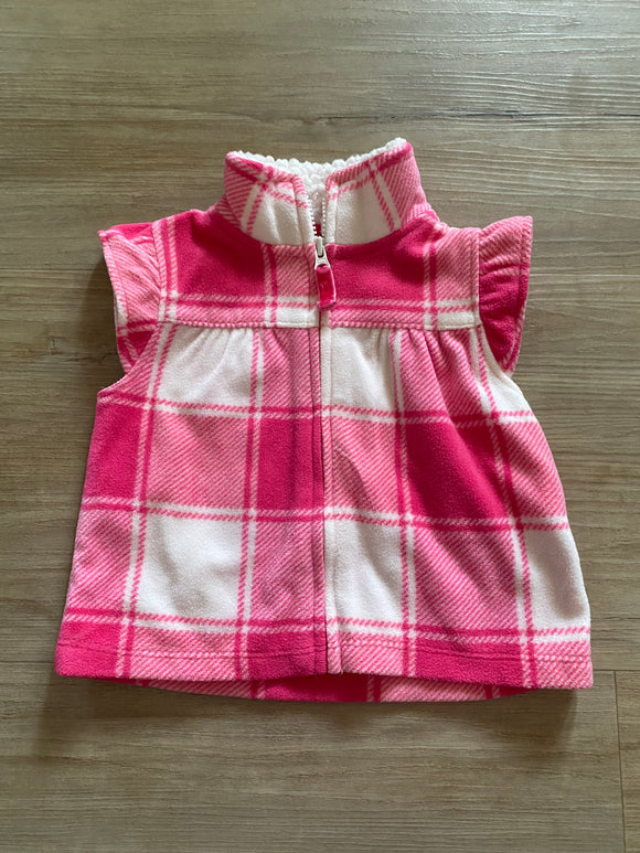 Carter's Pink Plaid Fleece Vest, 3M