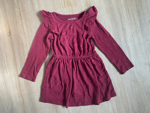 Cat & Jack Maroon Glitter Dress, 3T