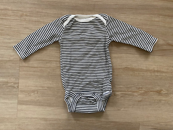 Gerber Striped Long Sleeve Onesie, 0-3M