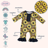 P+L Sunflower Safari Romper, 0-3M, 3-6M, 6-9M, 9-12M, 12-18M, 18-24M