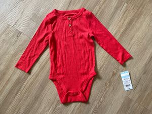 NWT Cat & Jack Red Rib Knit Onesie, 18M