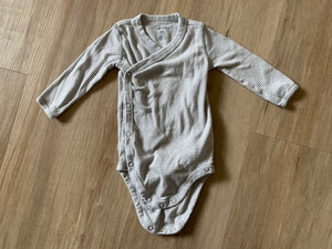 Carter's Kimono Grey Striped Onesie, 6M