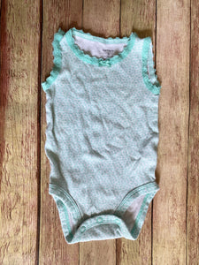 Green Floral Tank Onesie, 3M