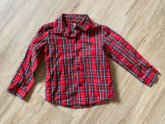 Wonder Nation Red/Green Plaid Button Down, 4T