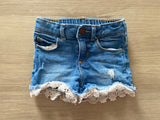 Lace Trim Denim Shorts, 18-24M