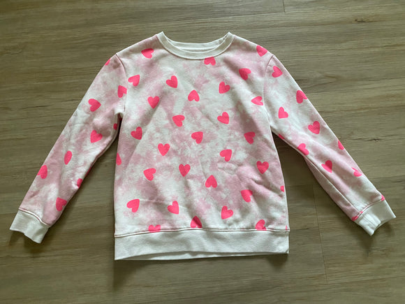 Cat & Jack Pink Tie Dye Heart Pullover, L(10/12)