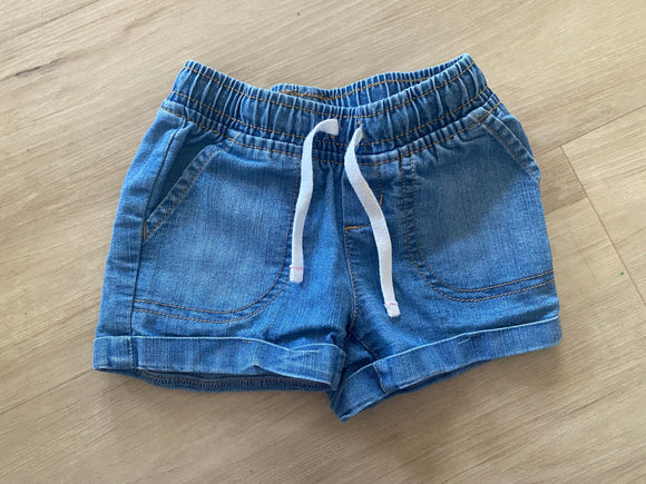 Pull On Denim Shorts, 2T