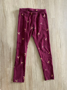 Cat & Jack Maroon, Floral Leggings, S(6/6X)