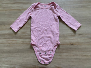 Carter's Pink Striped Long Sleeve Onesie, 9M