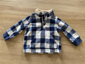 Blue/ White Checkered Fleece Pullover, 9M