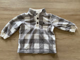 Grey Checkered Fleece Pullover, 12M