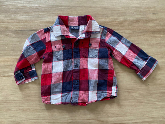 Red/White/Blue Flannel Button Down, 6-9M