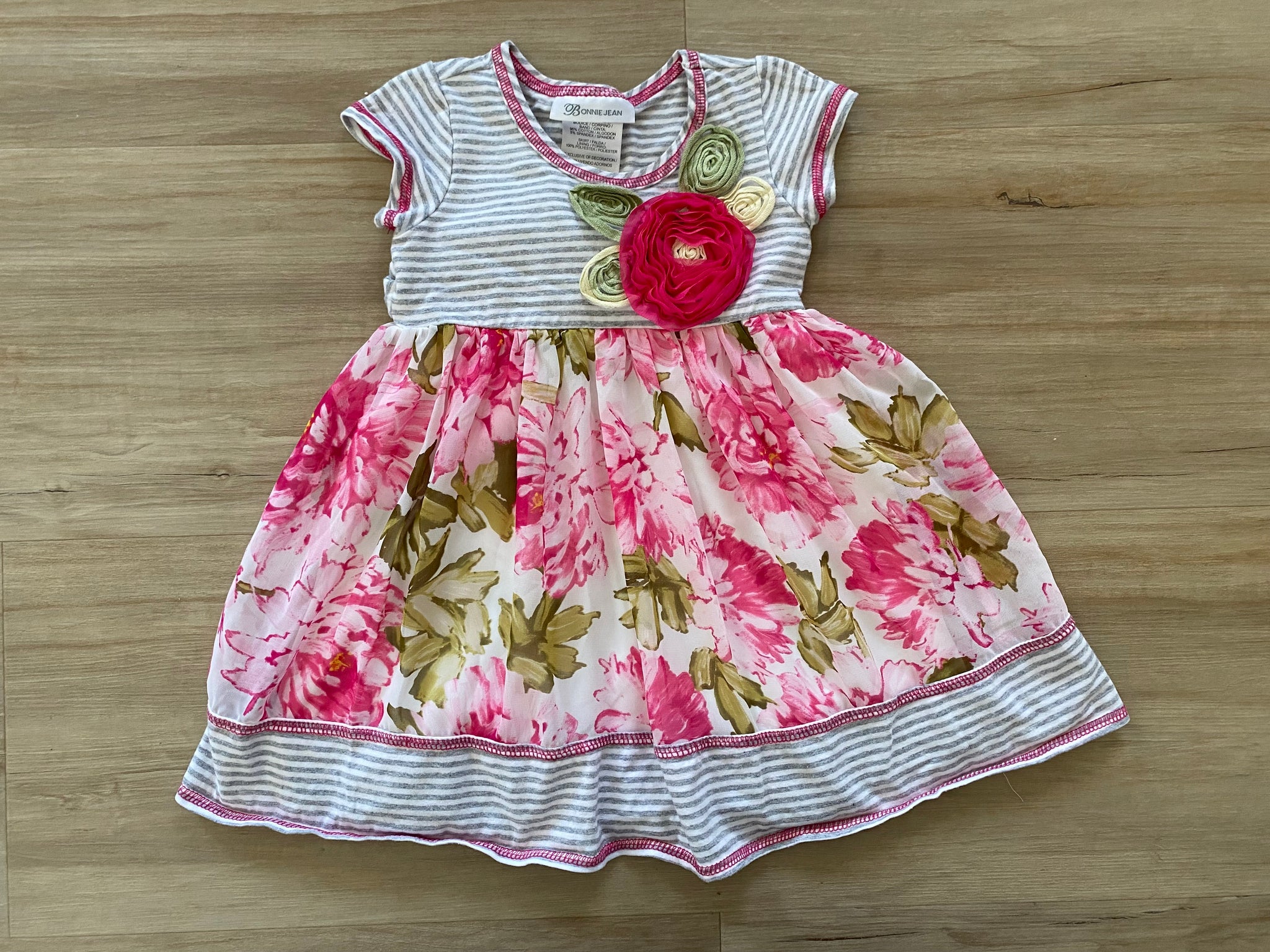 bonnie jean pink and white dress Bonnie Jean Pink and White High Low Dress And Lace Overlay Girls Size 5