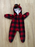 Fleece Buffalo Plaid Moose Bodysuit, 3-6M