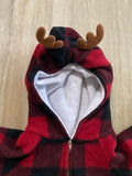 Fleece Buffalo Plaid Moose Bodysuit, 3-6M