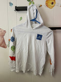 adidas white hooded logo long sleeve, M(10/12)