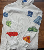 adidas white hooded logo long sleeve, M(10/12)