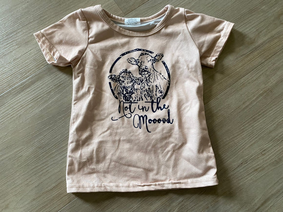 Used Boutique 'Not in the Mooood' Cow T-Shirt, XS(12-18M)