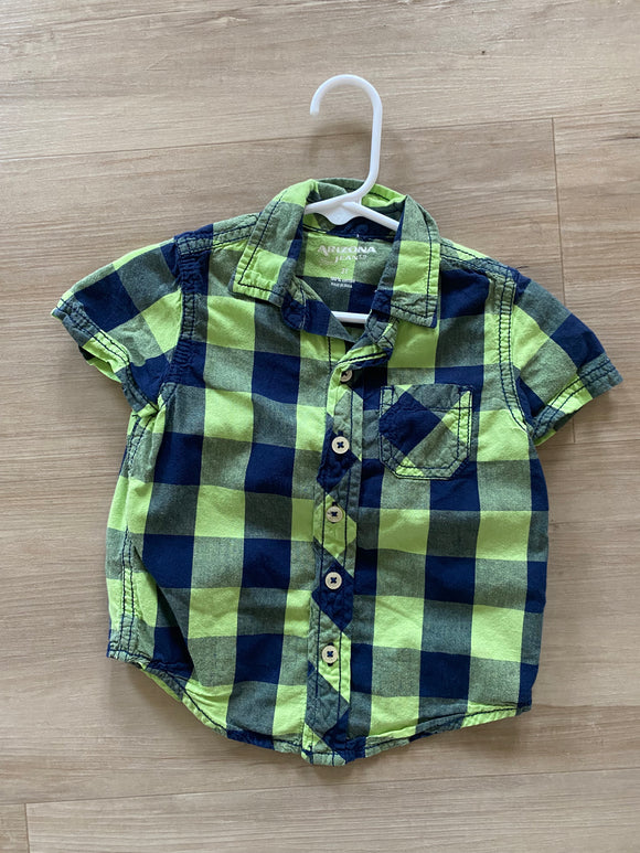 Neon Checkered Button Down, 2T