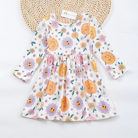 Okie & Lou Pumpkin Smiles Dress, 6-12M, 3T, 6/6X, 10/12