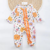 Okie & Lou Pumpkin Smiles Romper, 3-6M & 6-12M