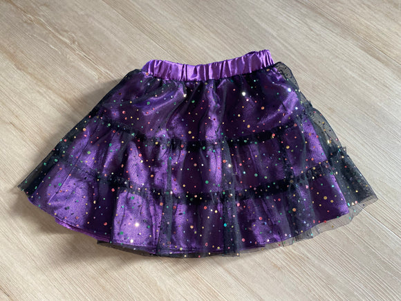 Purple, Black Tulle Sparkly Skirt, 6