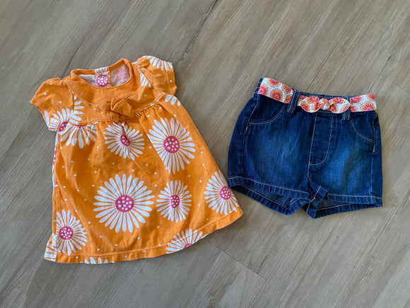 Orange Floral Set, 0-3M