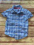 Blue Plaid Dino Button Down, 2T