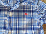 Blue Plaid Dino Button Down, 2T