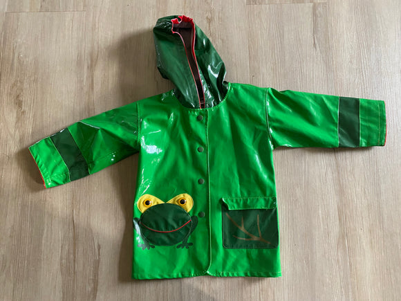 Kidorable Plastic Green Frog Raincoat 5T missing size tag Little Cubs Closet LLC