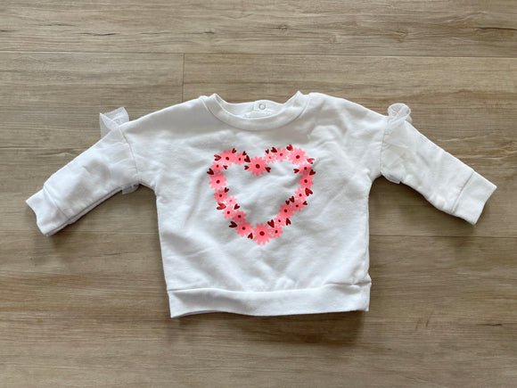 Cat & Jack Flower Heart Pullover, 3-6M