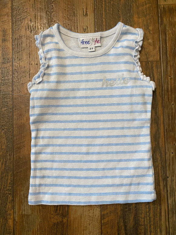 Free Style 'Hello' Striped Tank, 2T