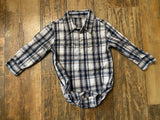 Wrangler Plaid 1/4 Button Down Onesie, 24M